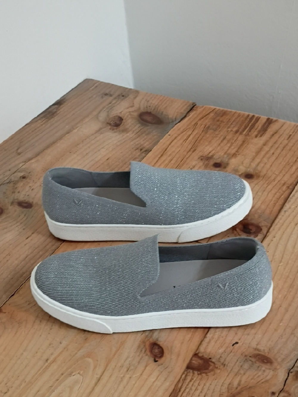 Vivaia Silver Knit Slip On Sneakers Size 39 - Picture 10 of 11